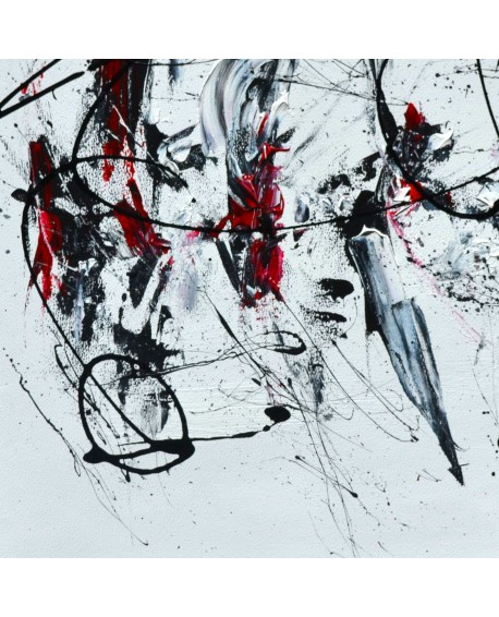 tableau abstrait noir blanc rouge
