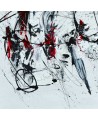 tableau abstrait noir blanc rouge