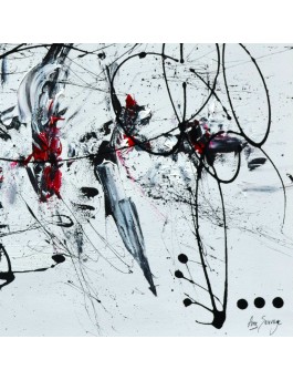 tableau abstrait noir blanc rouge
