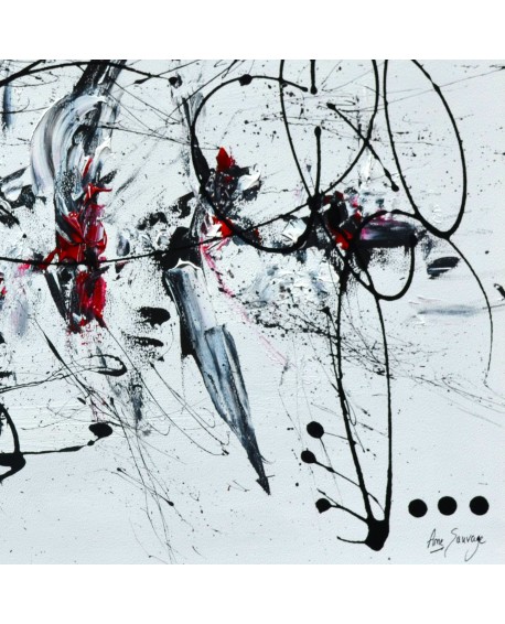 tableau abstrait noir blanc rouge