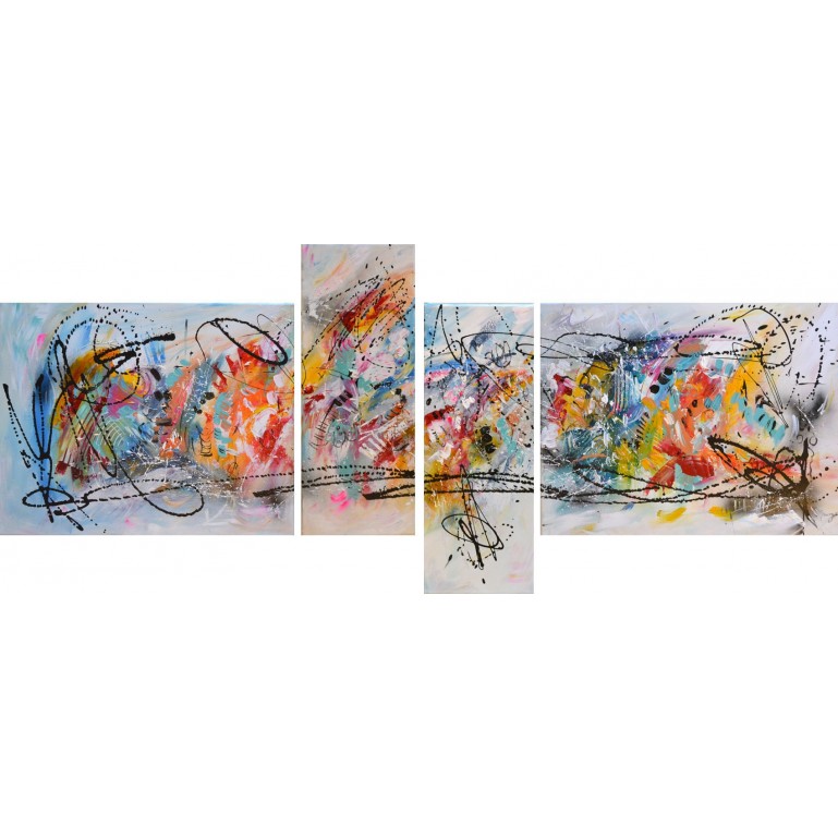 tableau multicolore en 4 parties