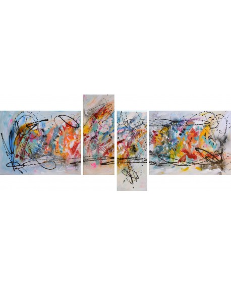 tableau multicolore en 4 parties