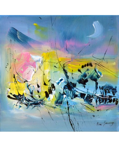 tableau moderne bleu jaune