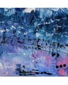 tableau abstrait bleu neige montagnes