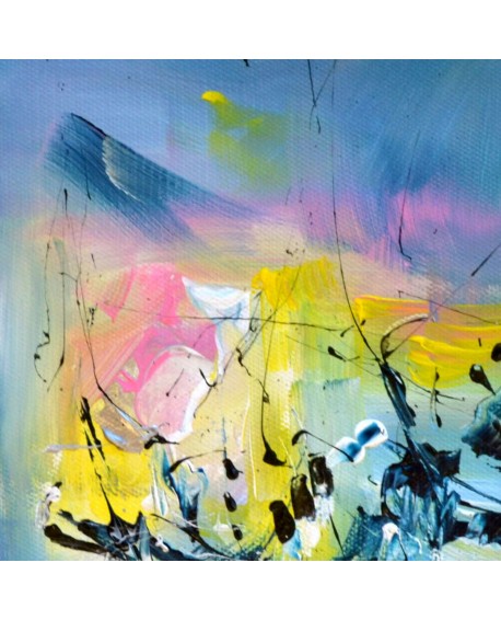 tableau moderne bleu jaune