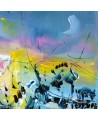 tableau moderne bleu jaune