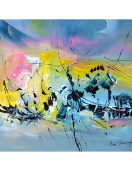 tableau moderne bleu jaune