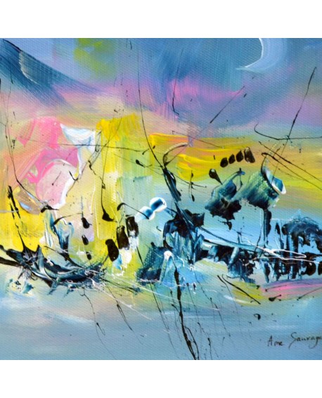 tableau moderne bleu jaune
