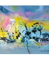 tableau moderne bleu jaune
