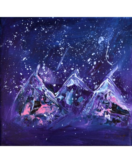 tableau abstrait violet neige 