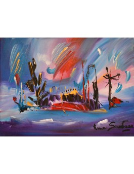 tableau abstrait violet