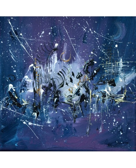 tableau abstrait violet bleu