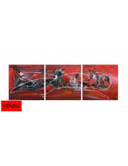 tableau triptyque rouge noir blanc moderne et design