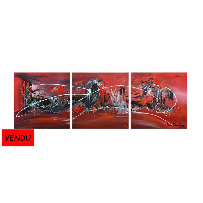 tableau triptyque rouge noir blanc moderne et design