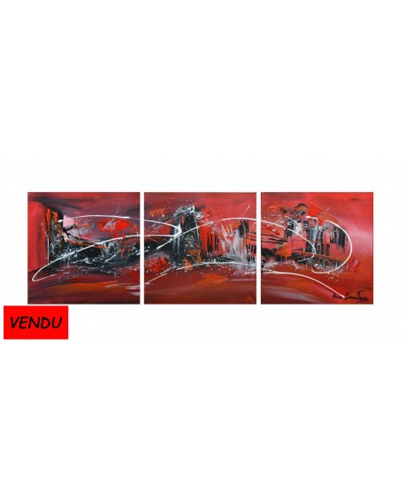 tableau triptyque rouge noir blanc moderne et design