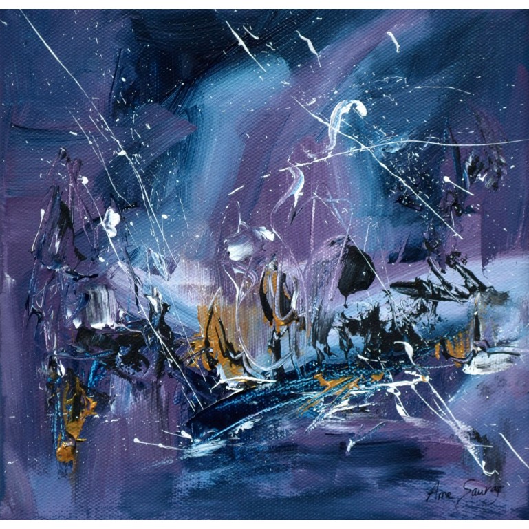 tableau abstrait bleu violet
