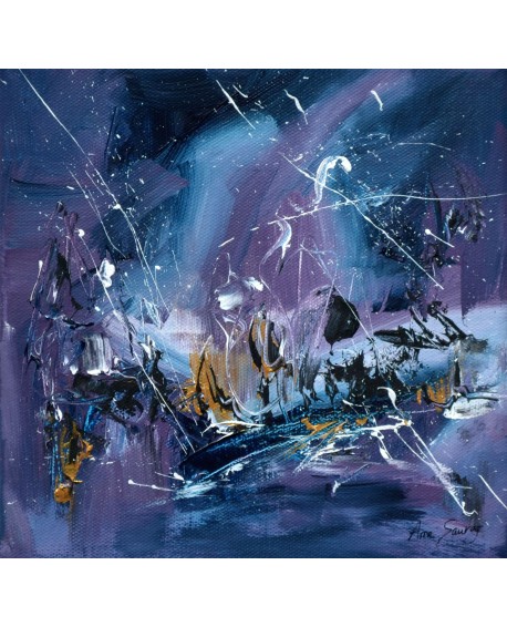 tableau abstrait bleu violet