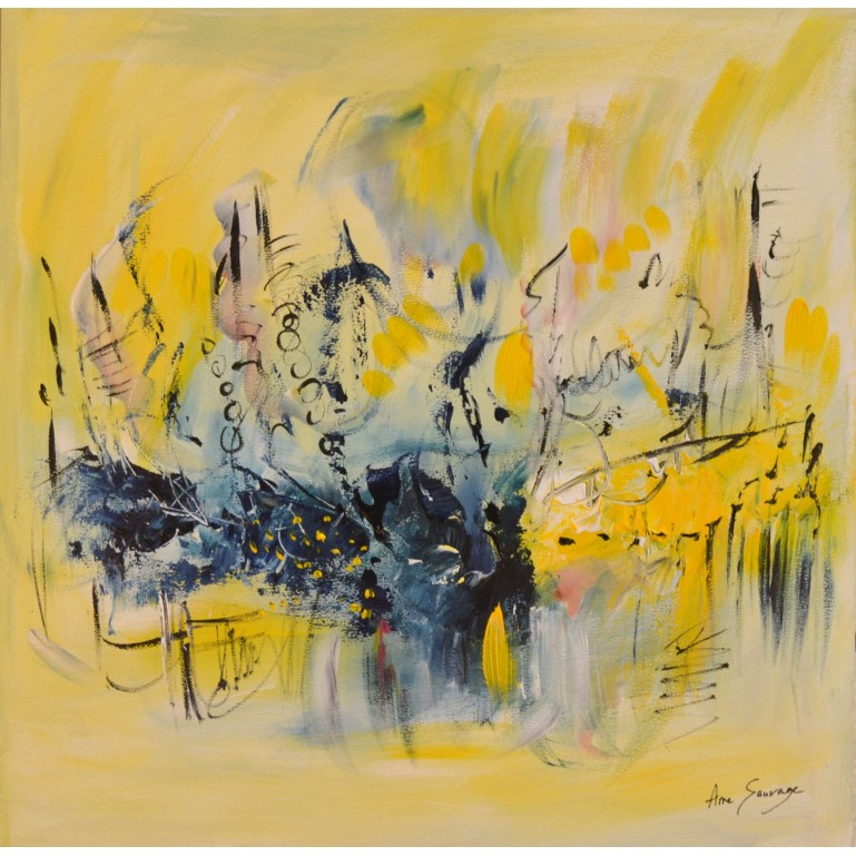tableau abstrait jaune