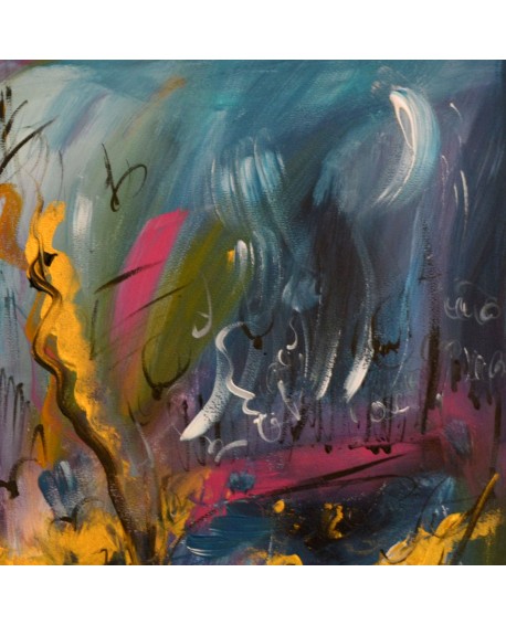 Le bateau du poète - tableau abstrait contemporain sur plaque de bois