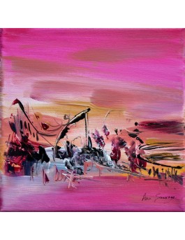 tableau abstrait moderne rose 