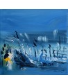 tableau abstrait bleu