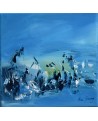 tableau abstrait bleu moderne