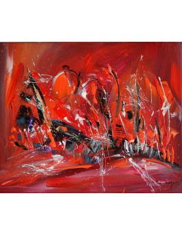 peinture abstraite rouge noir