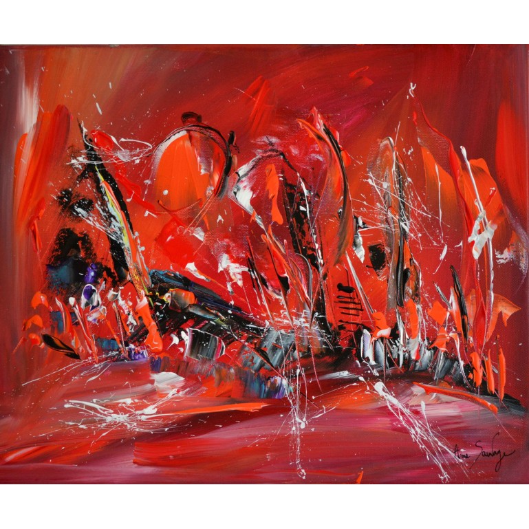 peinture abstraite rouge noir