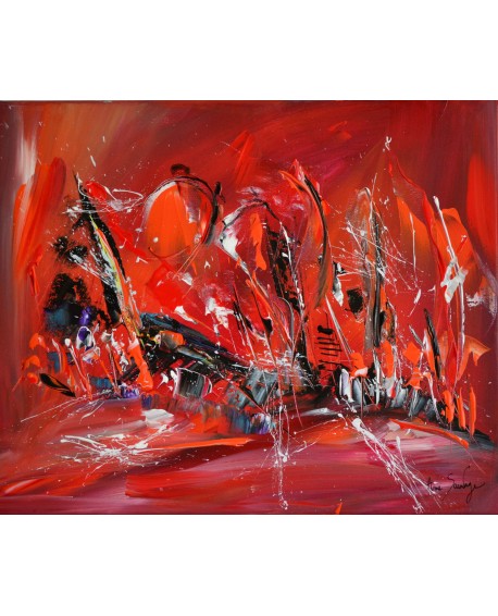 peinture abstraite rouge noir