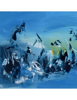 tableau abstrait bleu