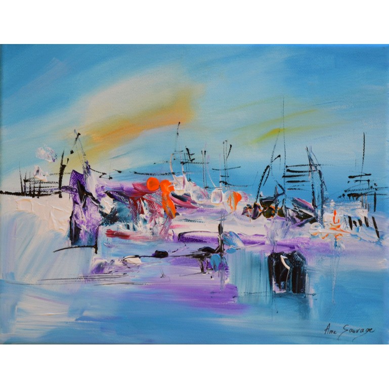 tableau abstrait bleu moderne