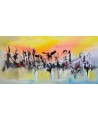 tableau abstrait panoramique jaune