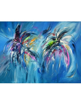 tableau abstrait bleu moderne