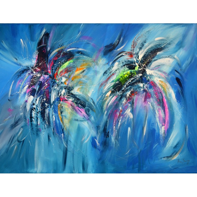 tableau abstrait bleu moderne