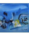 tableau abstrait bleu