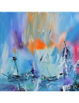 tableau abstrait contemporain bleu