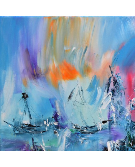 tableau abstrait contemporain bleu