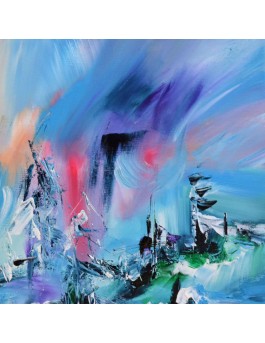 tableau abstrait contemporain bleu
