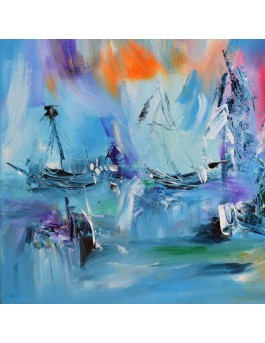 tableau abstrait contemporain bleu