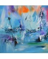 tableau abstrait contemporain bleu