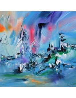 tableau abstrait contemporain bleu
