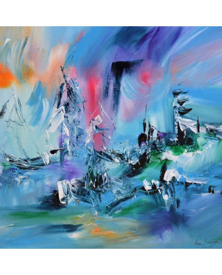 tableau abstrait contemporain bleu