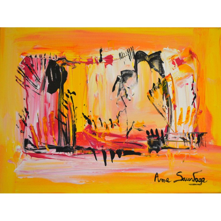 Tableau jaune de style abstrait