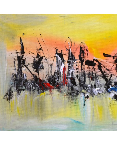 tableau abstrait panoramique jaune