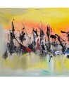 tableau abstrait panoramique jaune
