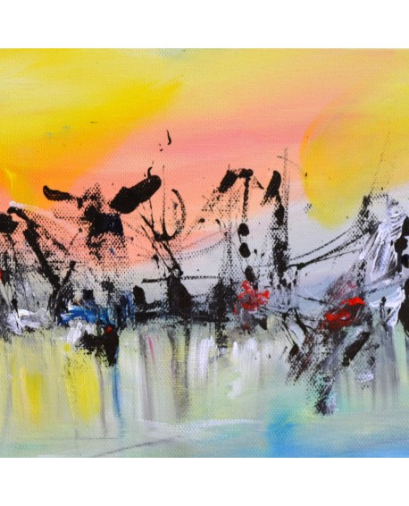 tableau abstrait panoramique jaune