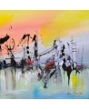 tableau abstrait panoramique jaune