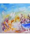 tableau abstrait lac nature