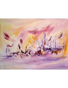 tableau abstrait violet rose