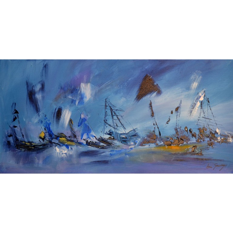 tableau abstrait panoramique bleu